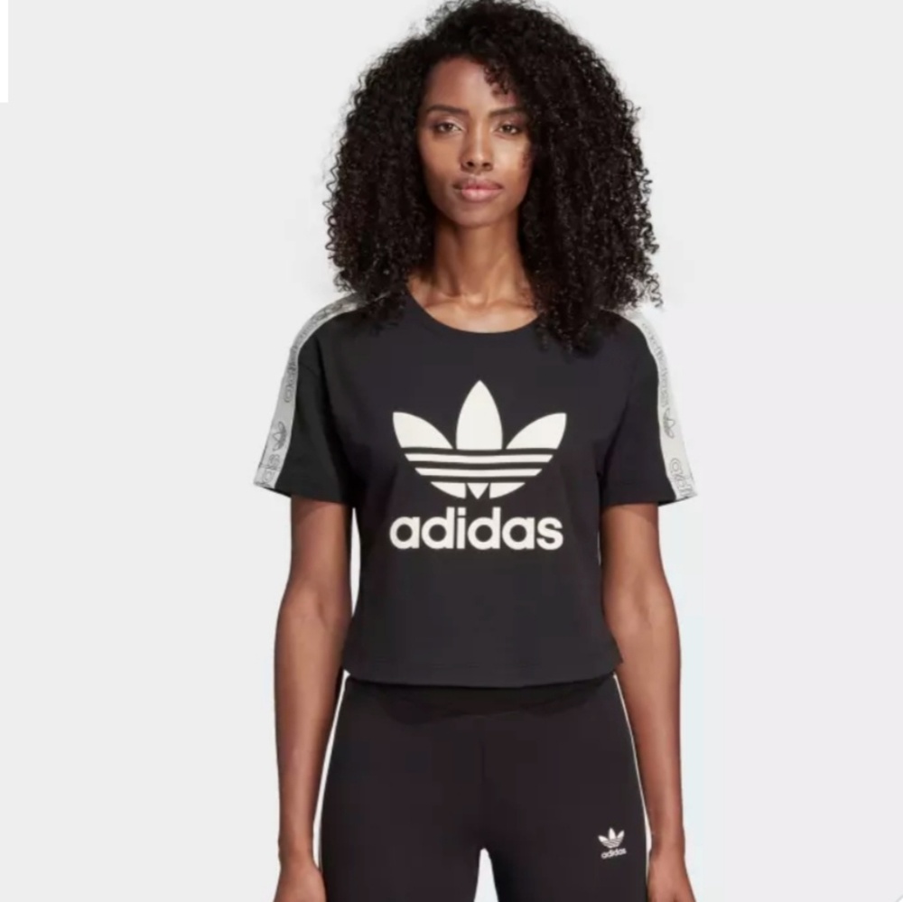 Adidas Printed-Logo Cropped Tee - Picture 6 of 8